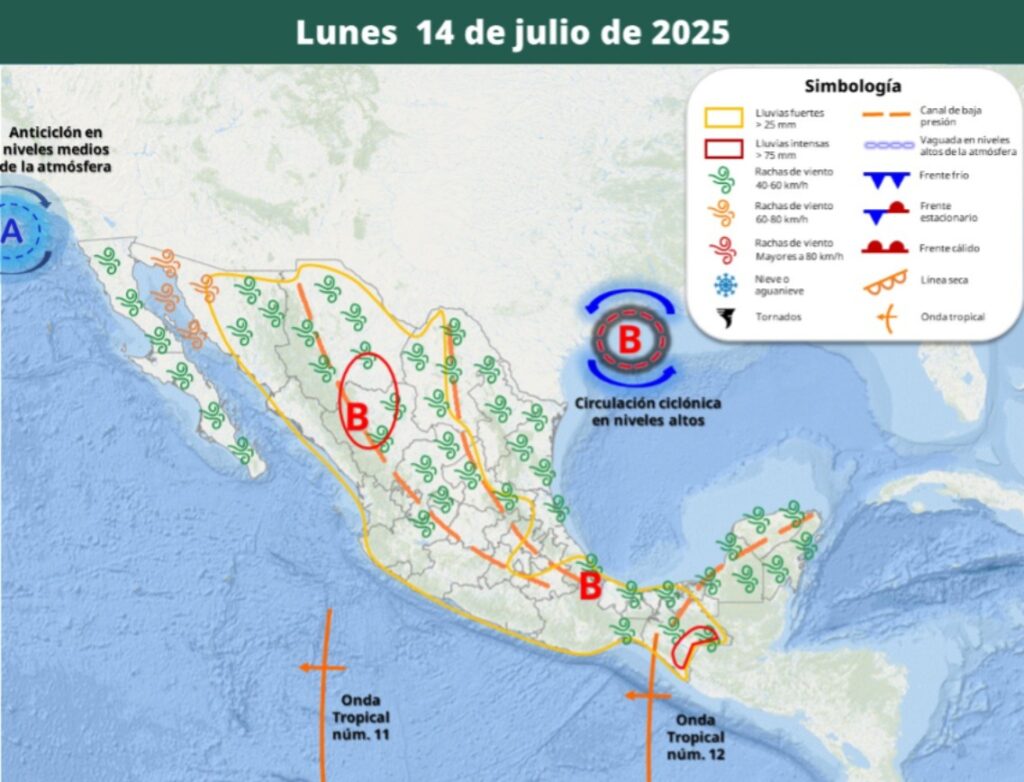 Áreas en vigilancia por desarrollo de tormentas significativas en las siguientes horas