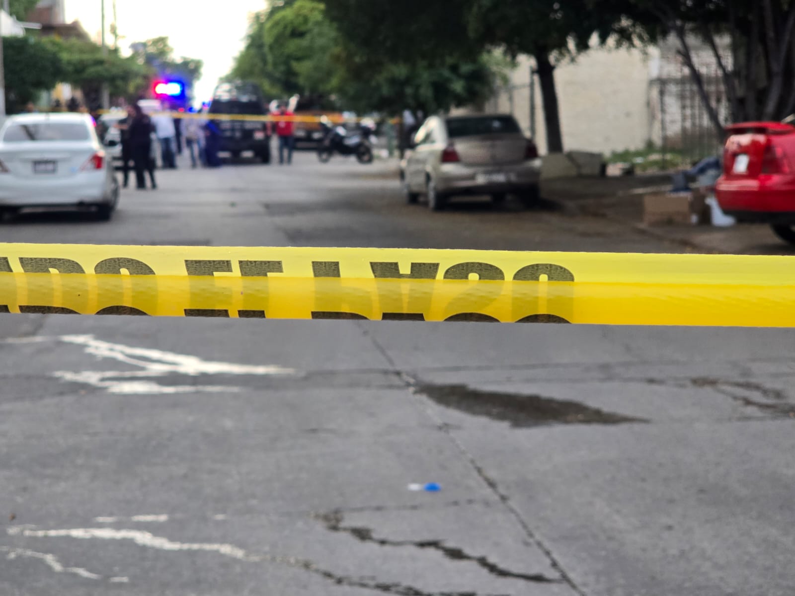 Zona acordonada en donde se registró el ataque armado que dejó tres fallecidos.