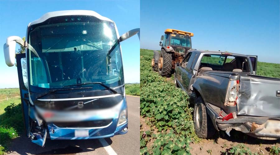 Autobús choca contra camioneta en Sinaloa