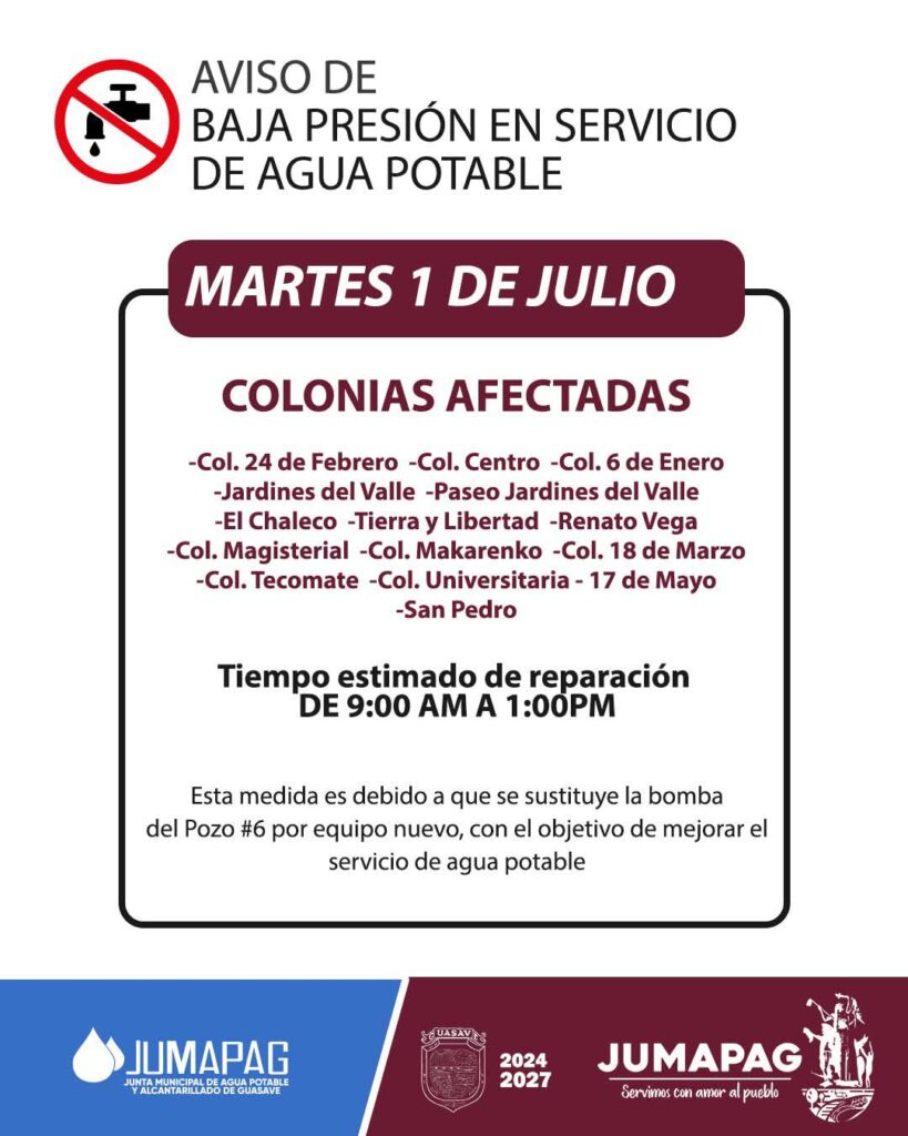 Jumapag advierte baja presión