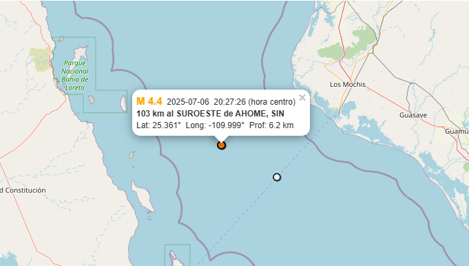 Nuevo sismo de 4.4 en Ahome, Sinaloa; es el tercero en julio