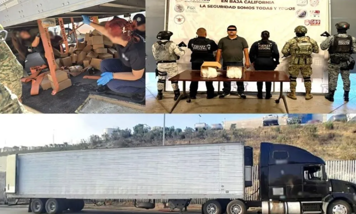 Metanfetamina decomisada en tractocamión con doble fondo