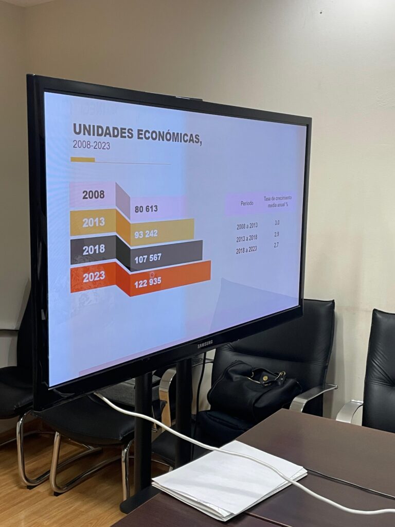 Conferencia de prensa donde el Inegi da a conocer datos del Censo Económico 2024.