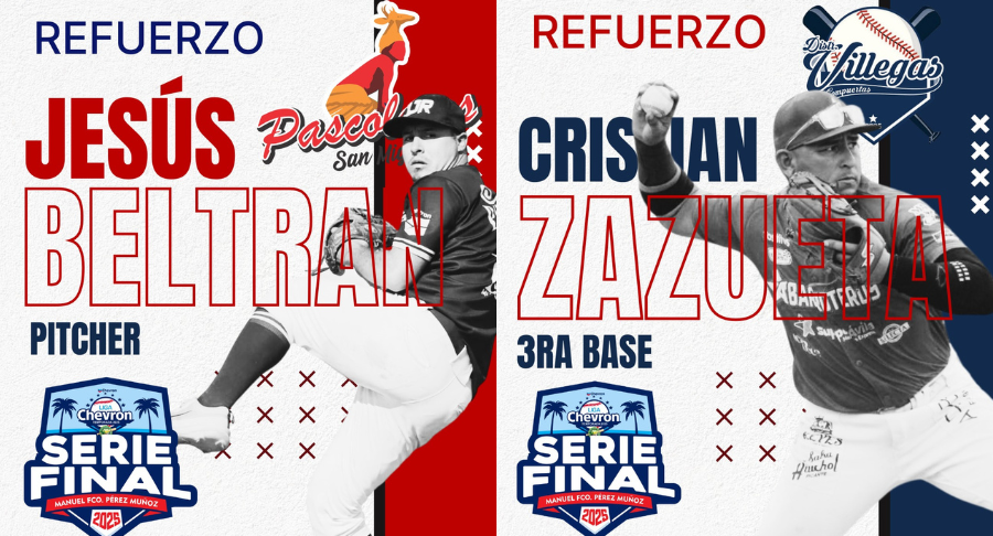 Christian Zazueta y Jesús Beltrán, refuerzos de la Liga de Beisbol Chevron Clemente Grijalva