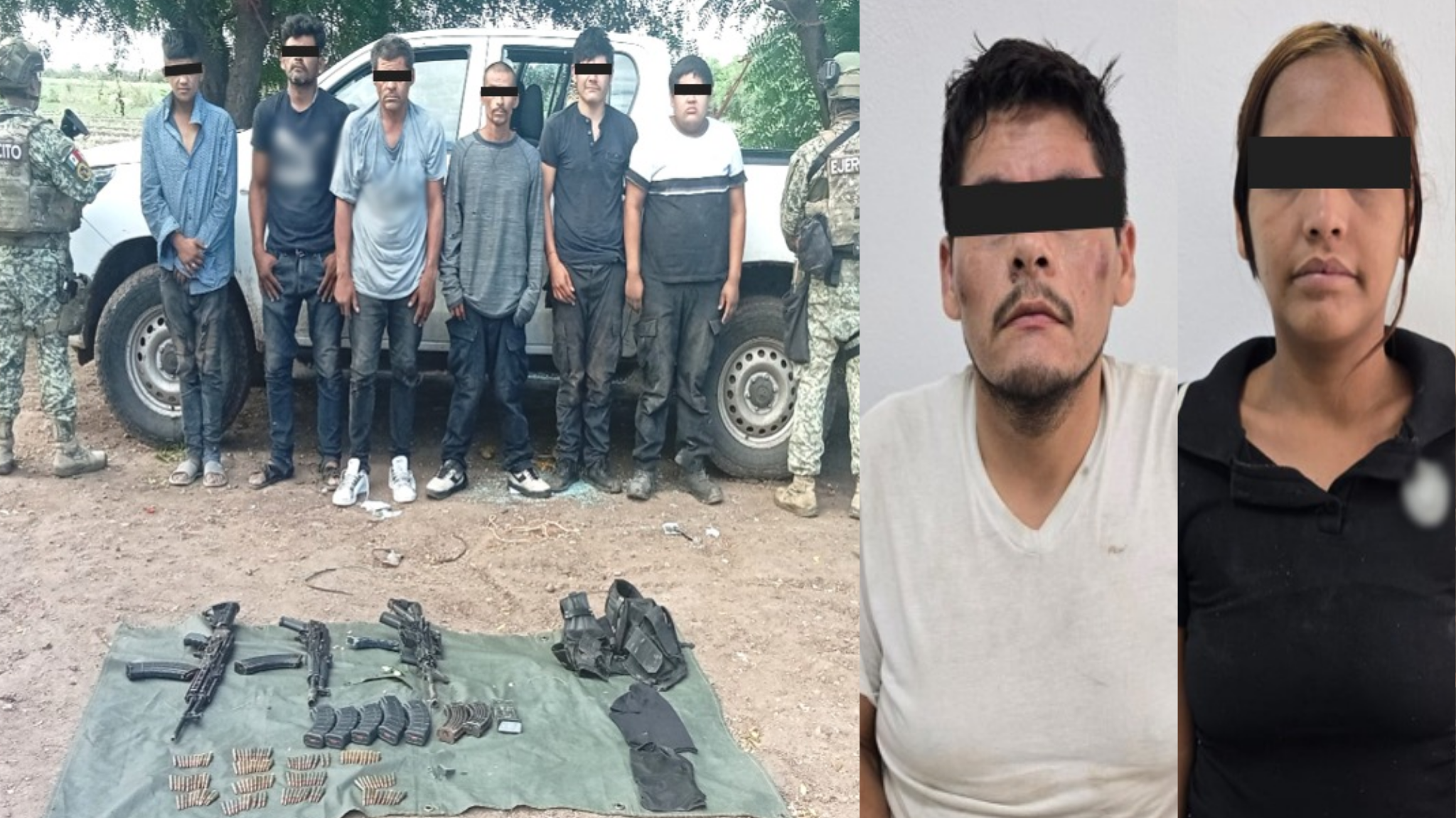 Ejército detiene a seis sujetos armados y rescata a dos personas privadas de la libertad en Culiacán
