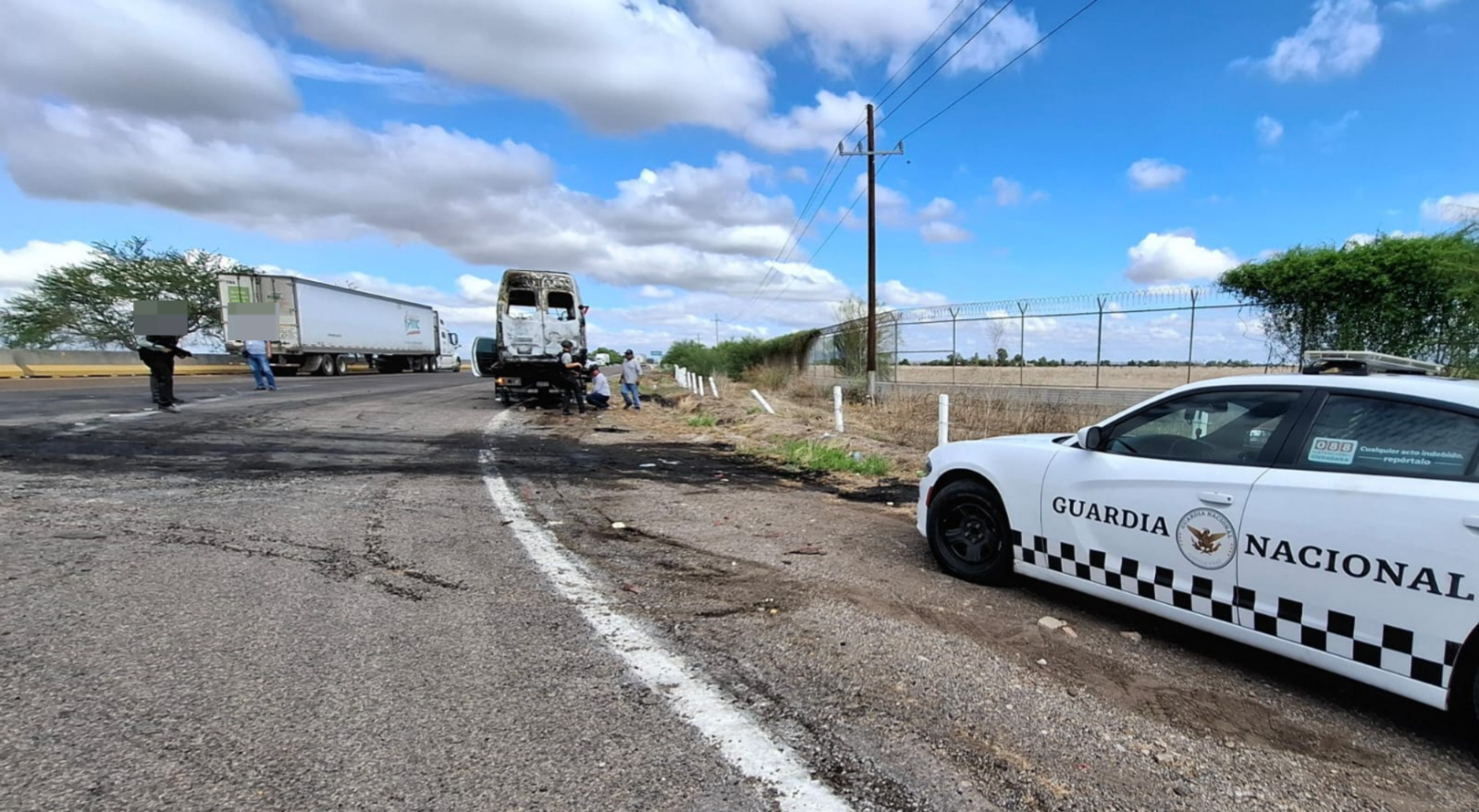 Guardias nacionales liberan la autopista Benito Juárez en Navolato