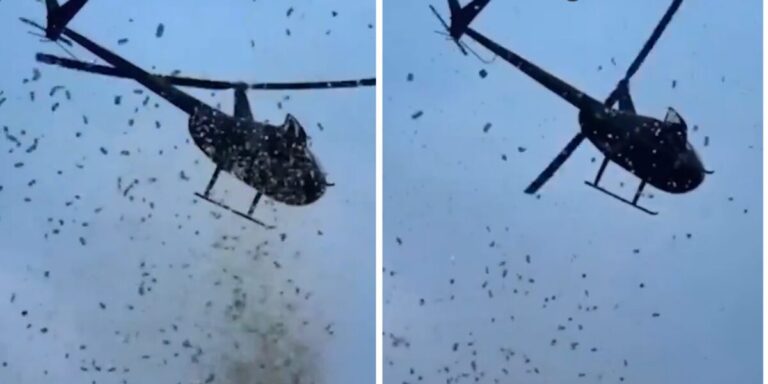 VIDEO: Helicóptero lanza billetes y pétalos en Detroit, EU, como último deseo de un empresario local