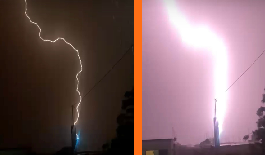 Rayo impacta contra una antena telefónica