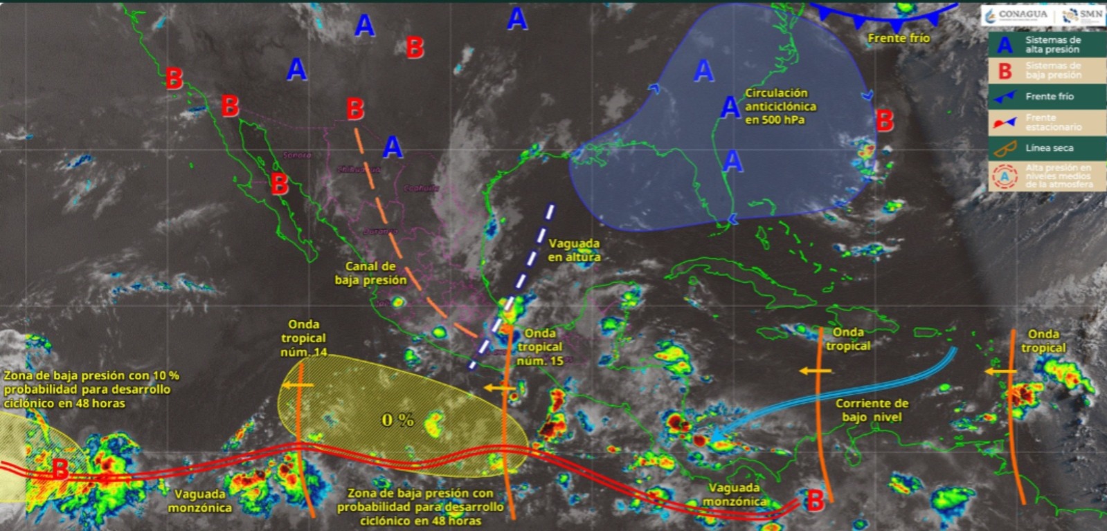 Lluvias de hasta 150 mm se marcan este sábado para cinco estados de México