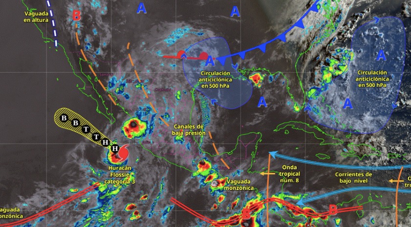 Mapa pronóstico de sistemas meteorológicos actuales
