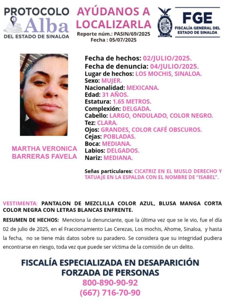 Ficha de búsqueda de Martha Verónica.