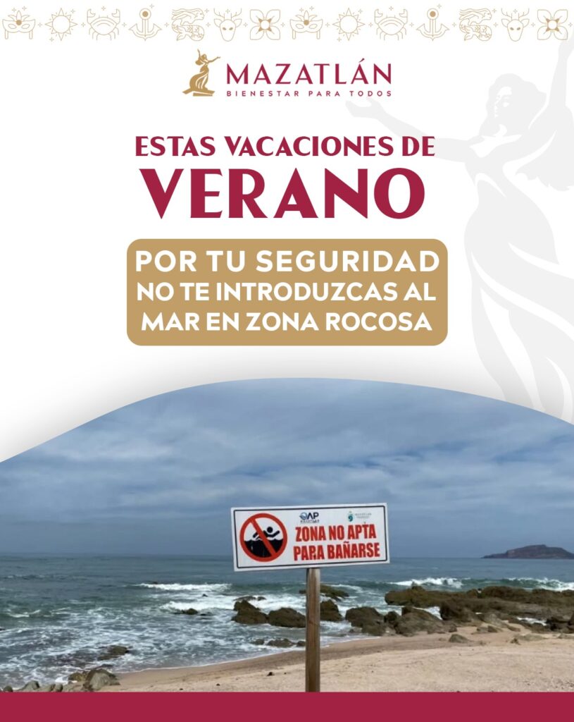 Mensaje informativo por parte de las autoridades de Mazatlán.