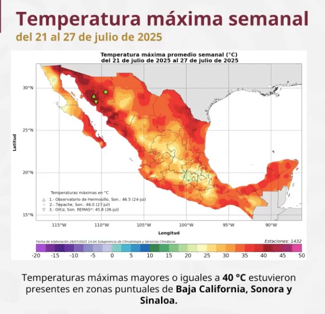 Pronóstico de viento y oleje para el día 1 de agosto. Sinaloa entre los estados afectados. SMN