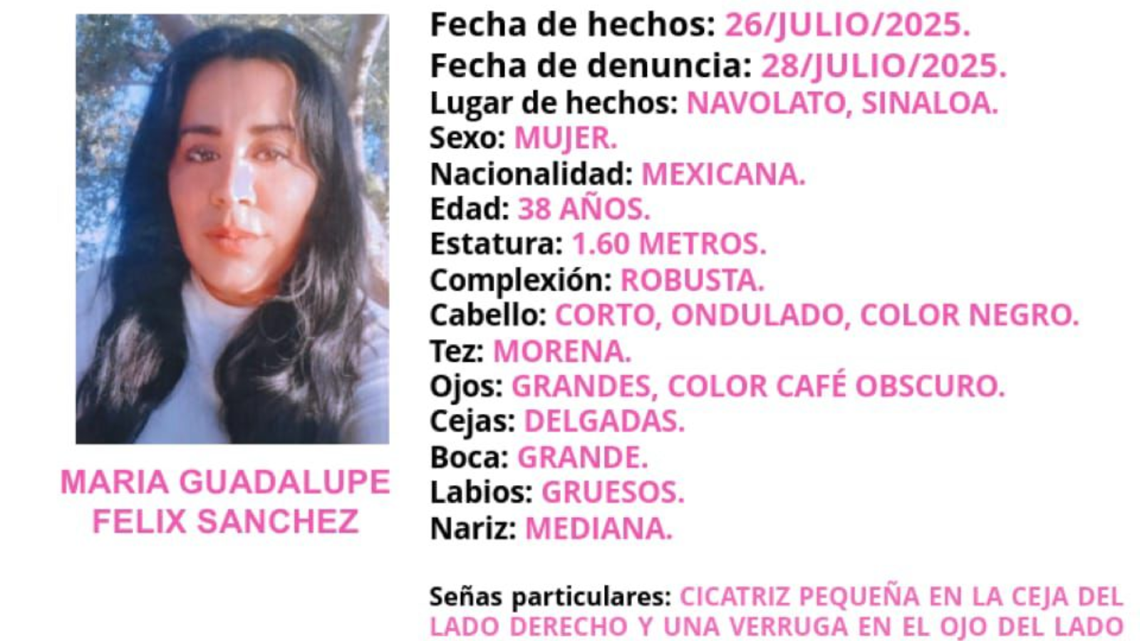 Desaparece mujer en Navolato