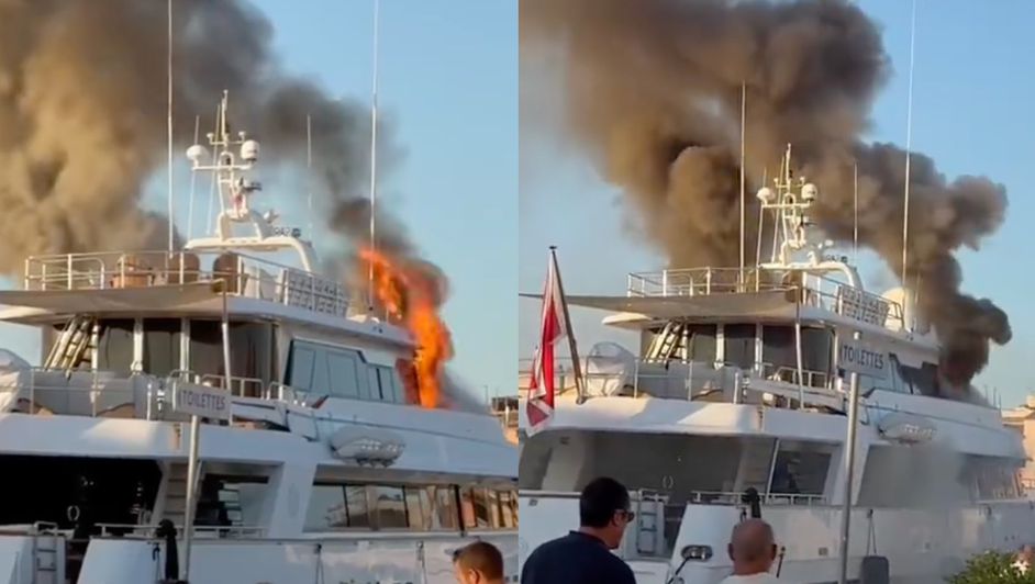 VIDEO: Aparatoso incendio consume el yate de lujo 
