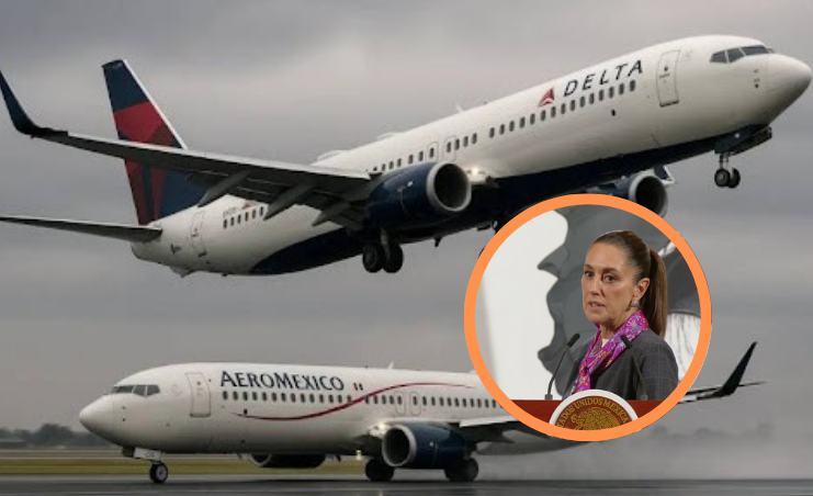 Cerca de colisionar aviones de Delta y Aeroméxico en el AICM; Sheinbaum responde al incidente