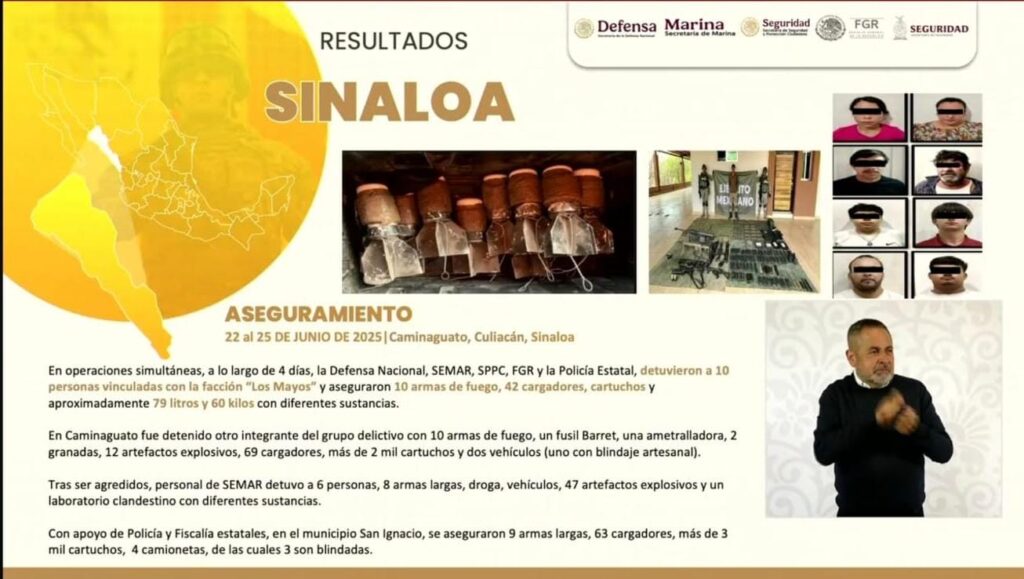 Aseguraron 10 armas de fuego, 42 cargadores, cartuchos y aproximadamente 79 litros y 60 kilos con diferentes sustancias