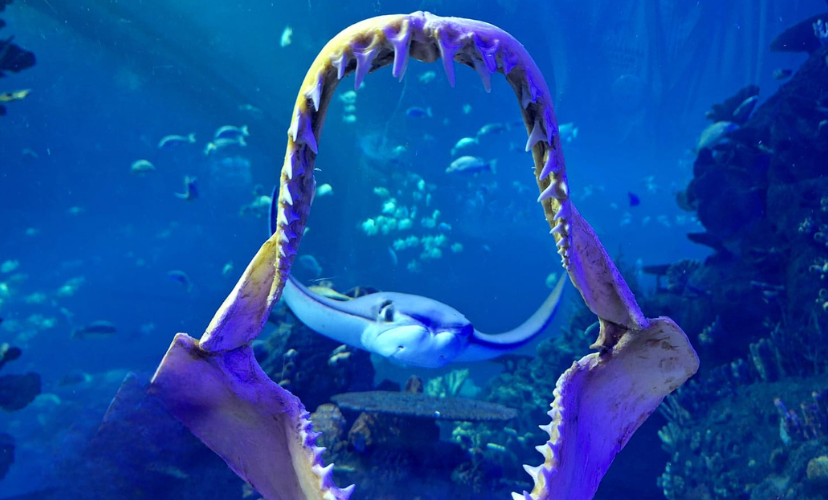 Mandíbula de tiburón en Gran Acuario Mazatlán
