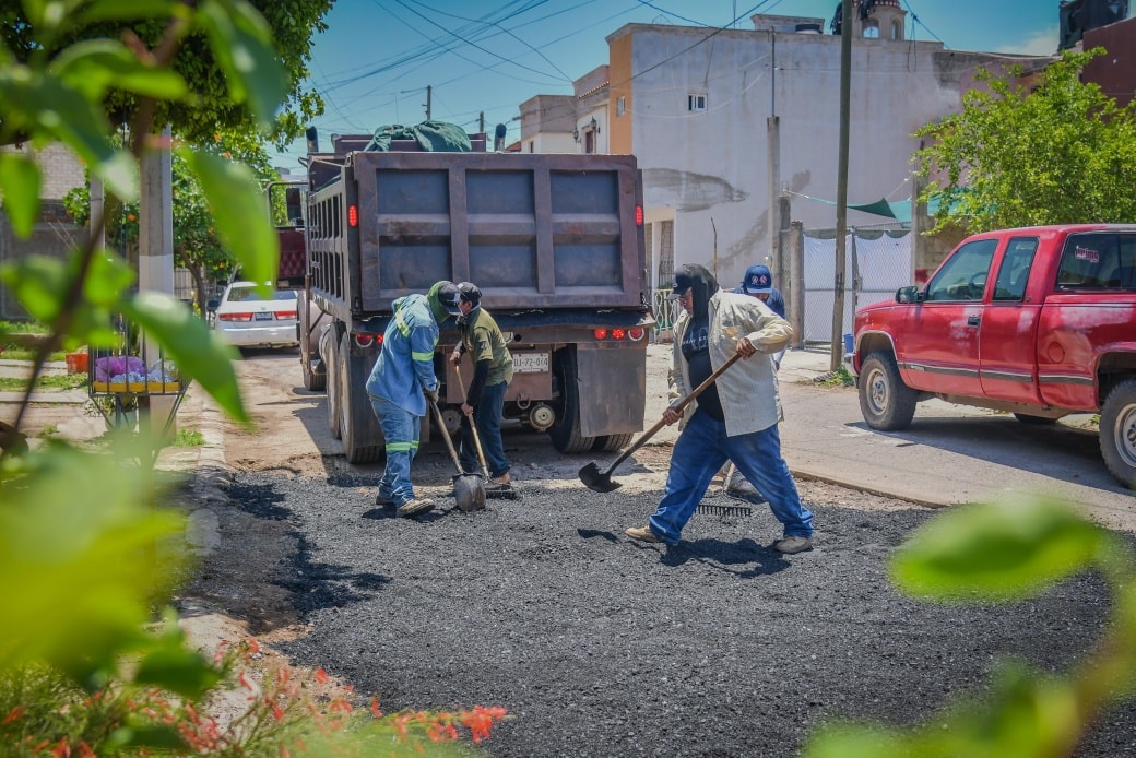 obra de pavimentación en Guamúchil