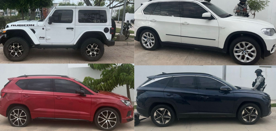 Vehículos asegurados por autoridades de Culiacán