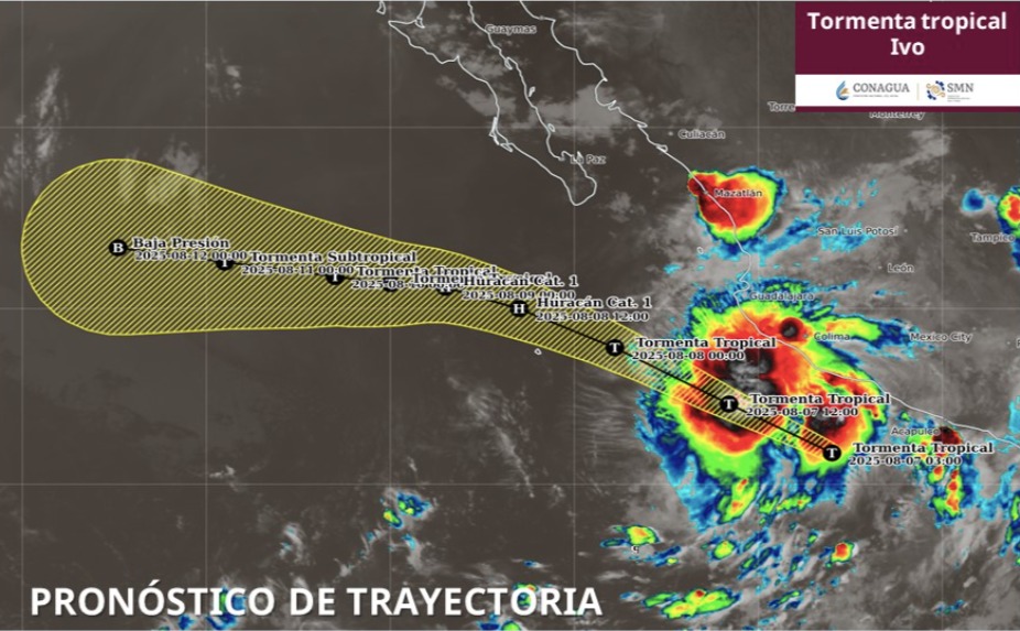 Al final pones esta... Pronóstico de trayectoria de la tormenta tropical Ivo.