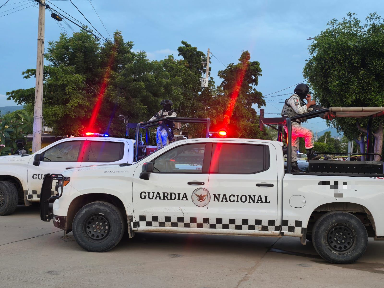 Guardia Nacional arribando al lugar de los hechos.