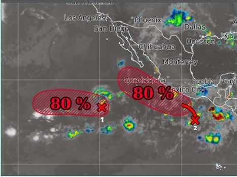 Así las probabilidades de que lleguen dos ciclones al Pacífico