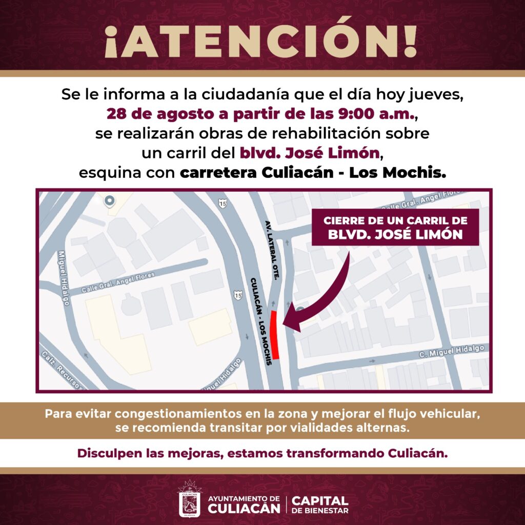 Aviso de cierre vial
