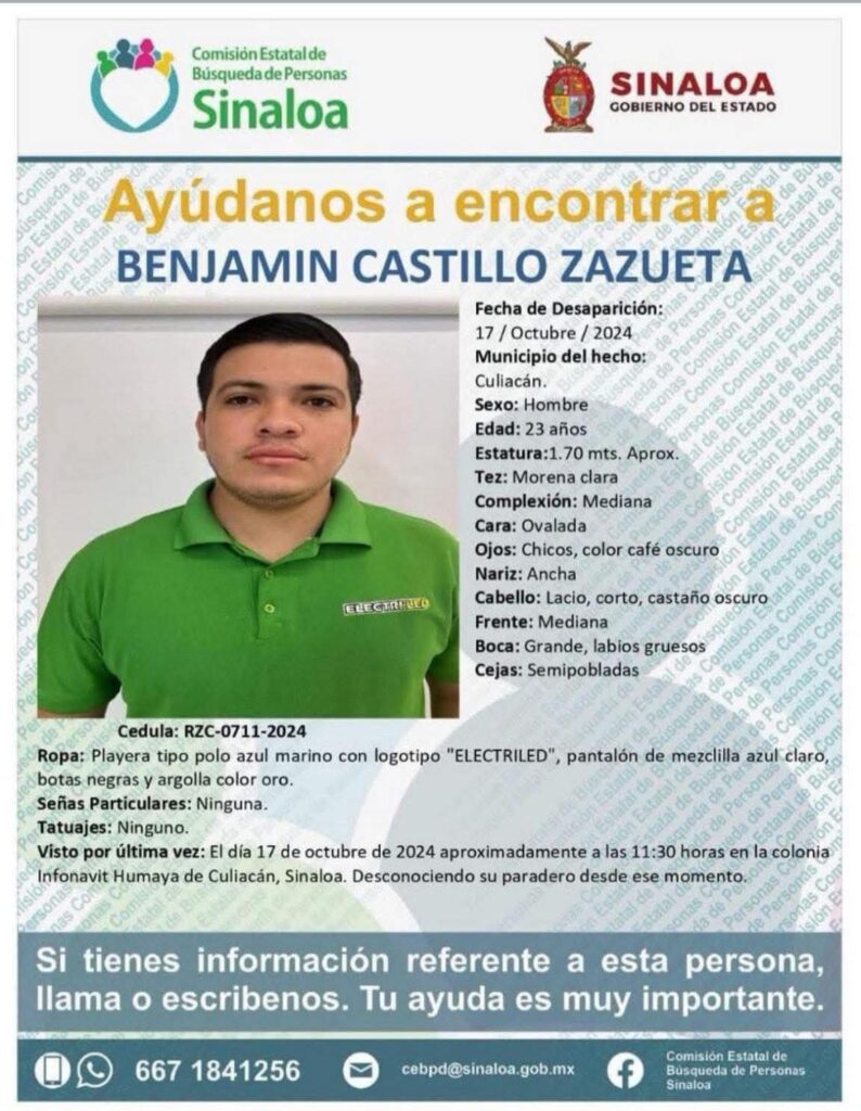 Benjamín tiene casi 10 meses desaparecido en Culiacán 
