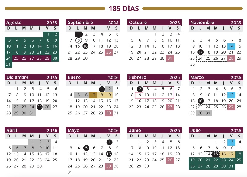 Calendario escolar SEP 2’25-2’26