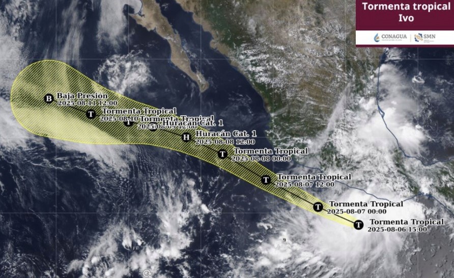 Trayectoria y pronóstico de la tormenta tropical Ivo