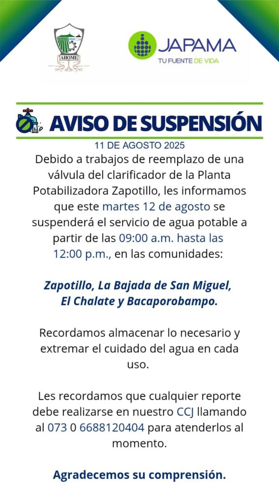 Cuatro comunidades de la sindicatura San Miguel Zapotitán ven interrumpido el servicio por trabajos de reemplazo de un equipo.