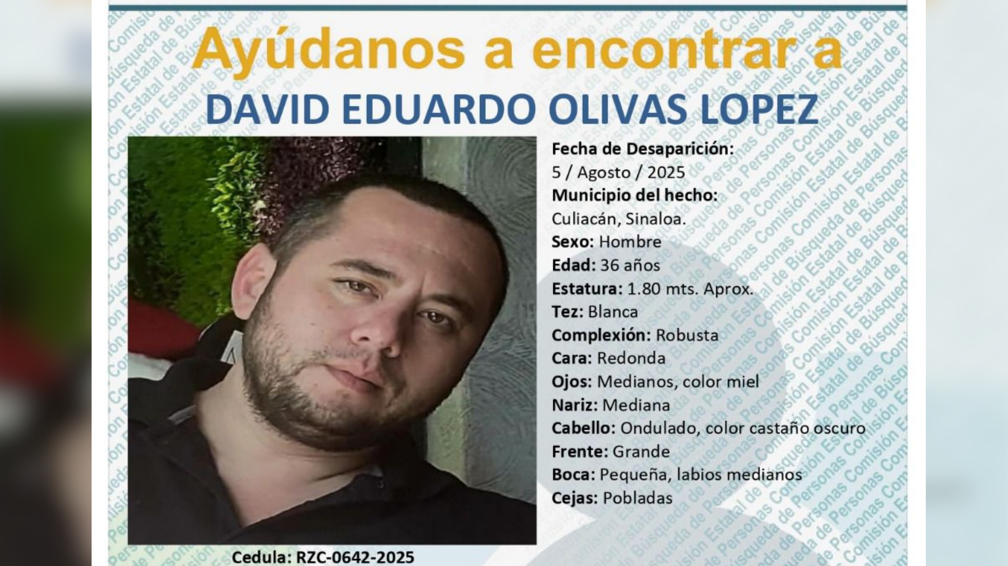 Desaparece joven de 36 años en Culiacán