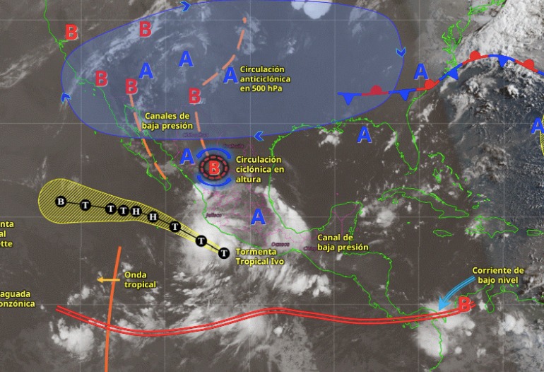 “Ivo” intensifica lluvias y oleaje en el occidente