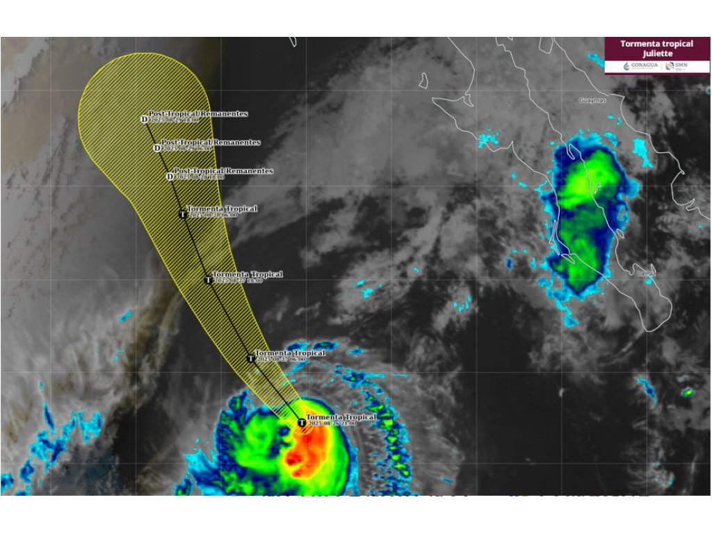 Tormenta tropical Juliette prolonga sus efectos en costas mexicanas; SMN vigila zonas de baja presión