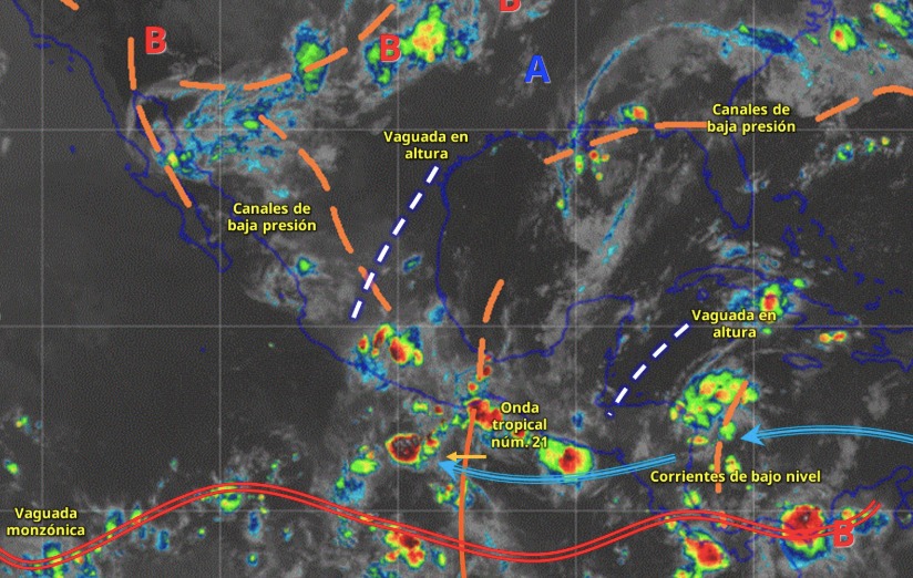Lluvias intensas en seis estados y temperaturas de más de 45 °C