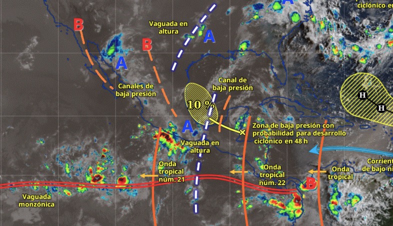 Monzón, ondas tropicales y calor extremo marcarán el clima de México este 13 de agosto
