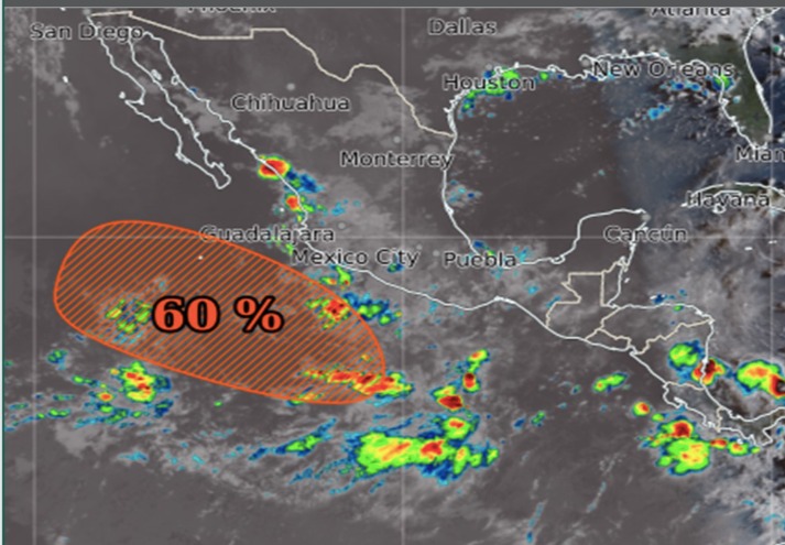Perturbación tropical con 60 % de probabilidad de dar vida al ciclón Juliette en el Pacífico. Conagua-SMN