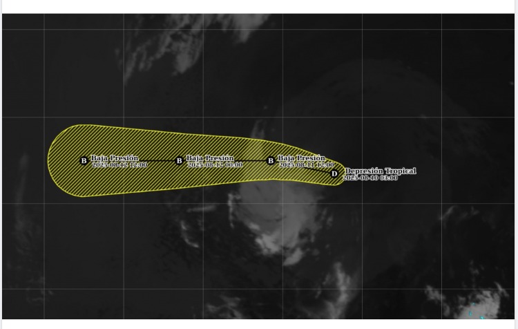 Pronóstico de trayectoria de la depresión tropical Ivo, muy lejos de México. Conagua-SMN