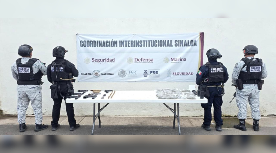 Grupo Interinstitucional con lo asegurado en el interior del penal de Culiacán.