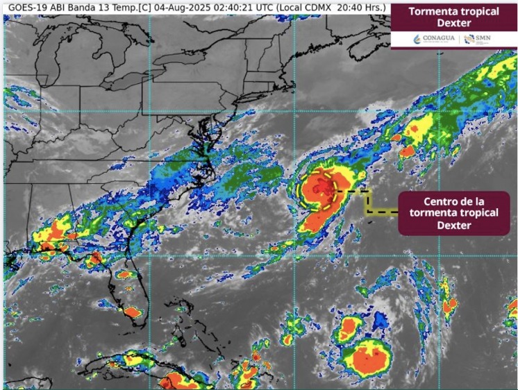 Tormenta tropical Dexter en el océano Atlántico