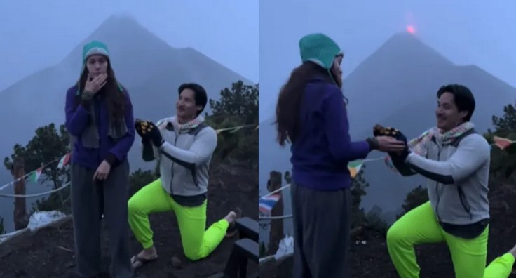 VIDEO: Volcán entra en erupción y transforma una propuesta de matrimonio en escena de película