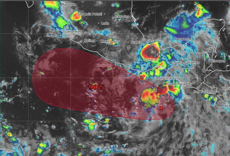Zona de baja presión con alta probabilidad de formar en las próximas horas a la tormenta tropical Ivo.