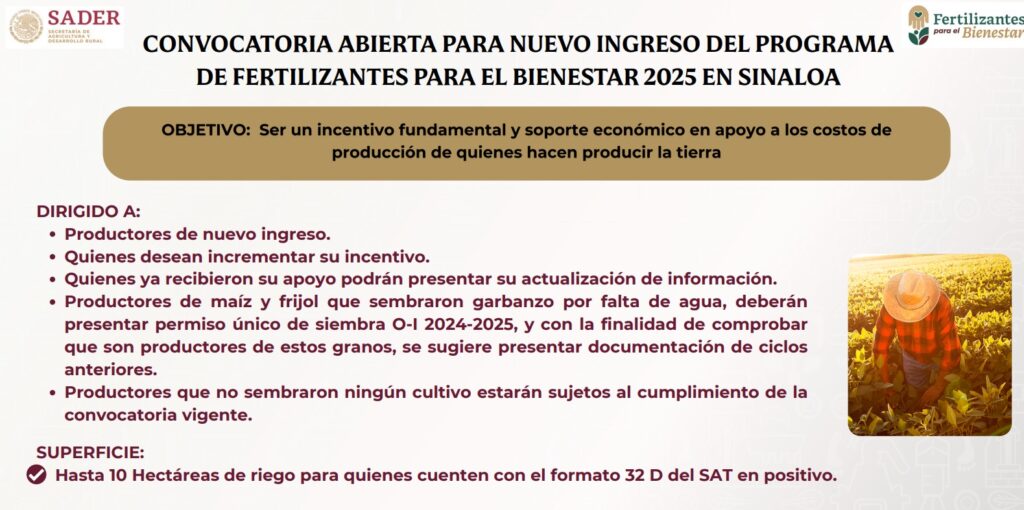 programa de fertilizantes en Sinaloa