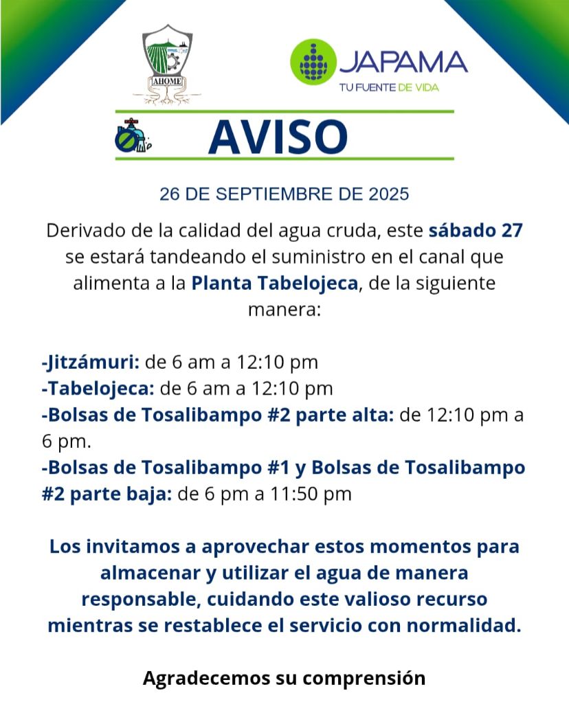 Aviso de JAPAMA