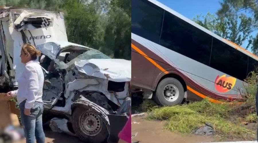 Imágenes del accidente del camión de pasajeros.