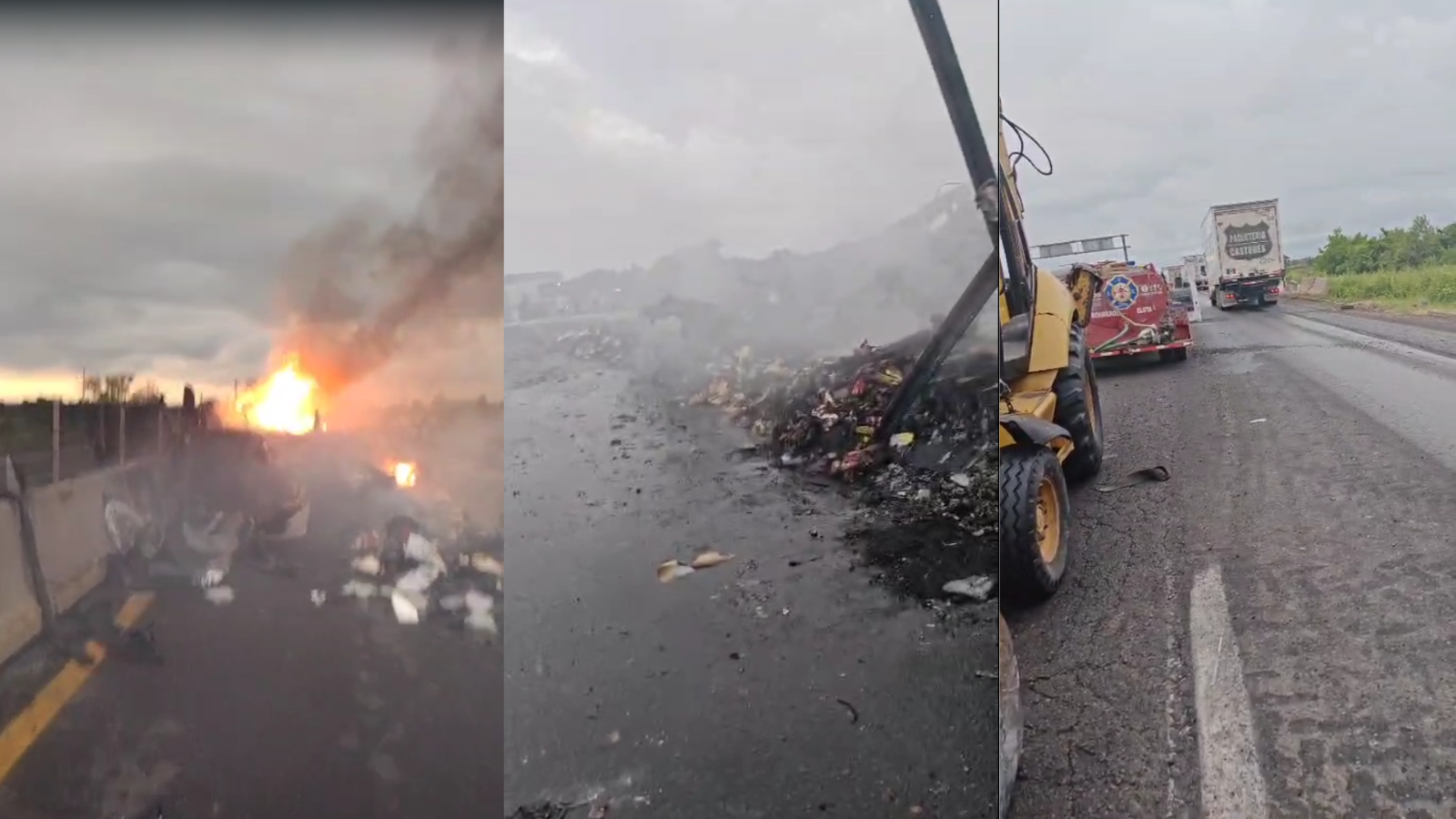 Se incendia tráiler cerca de la Cruz de Elota