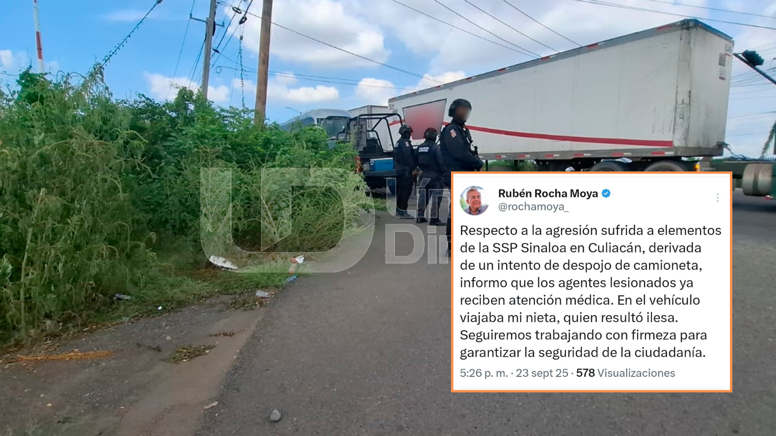 Nieta del gobernador Rocha resultó ilesa en ataque a escoltas