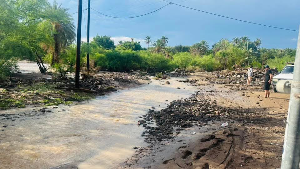 Tráiler con gas LP queda atrapado tras colapso carretero por lluvias en BCS
