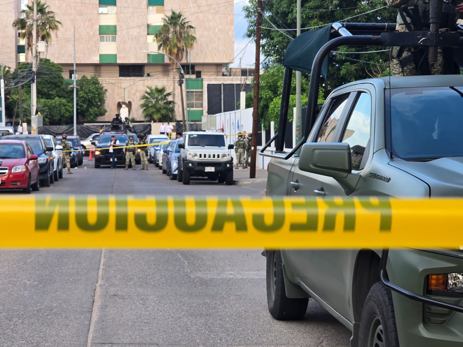 Zona acordonada en donde se registró la agresión y asesinato.